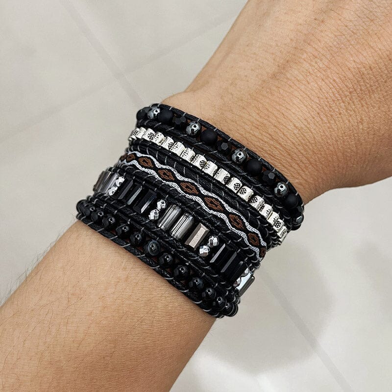 Pulseira de Hematite e Ónix Majestade de Meia-Noite