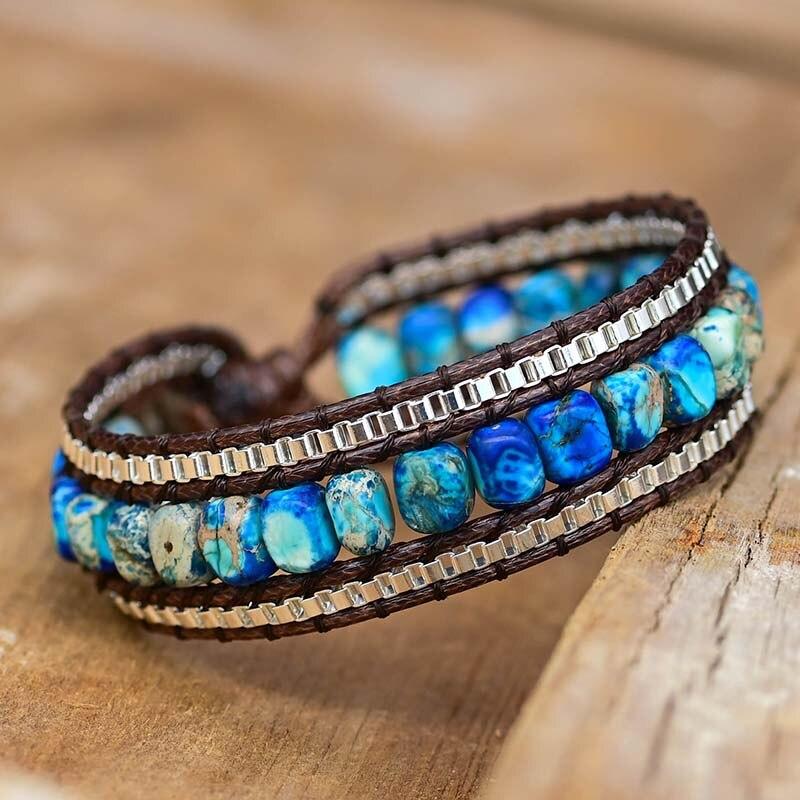 Pulseira Horizonte Azul De Pedras Preciosas Naturais