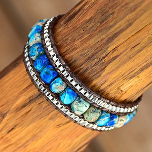 Pulseira Horizonte Azul De Pedras Preciosas Naturais