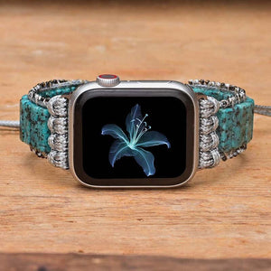 Pulseira Para Relógio Apple De Cobalto Azul Sésamo E Jaspe