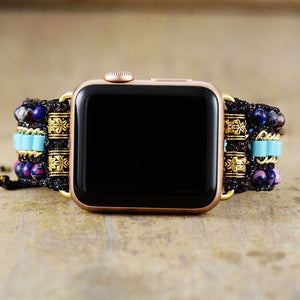 Pulseira Para Relógio Apple Calmante De Alma De Turquesa E Jaspe Roxo