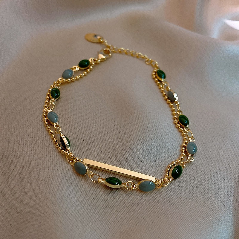 Pulseira Dourada De Brilho Verde De Epoxy