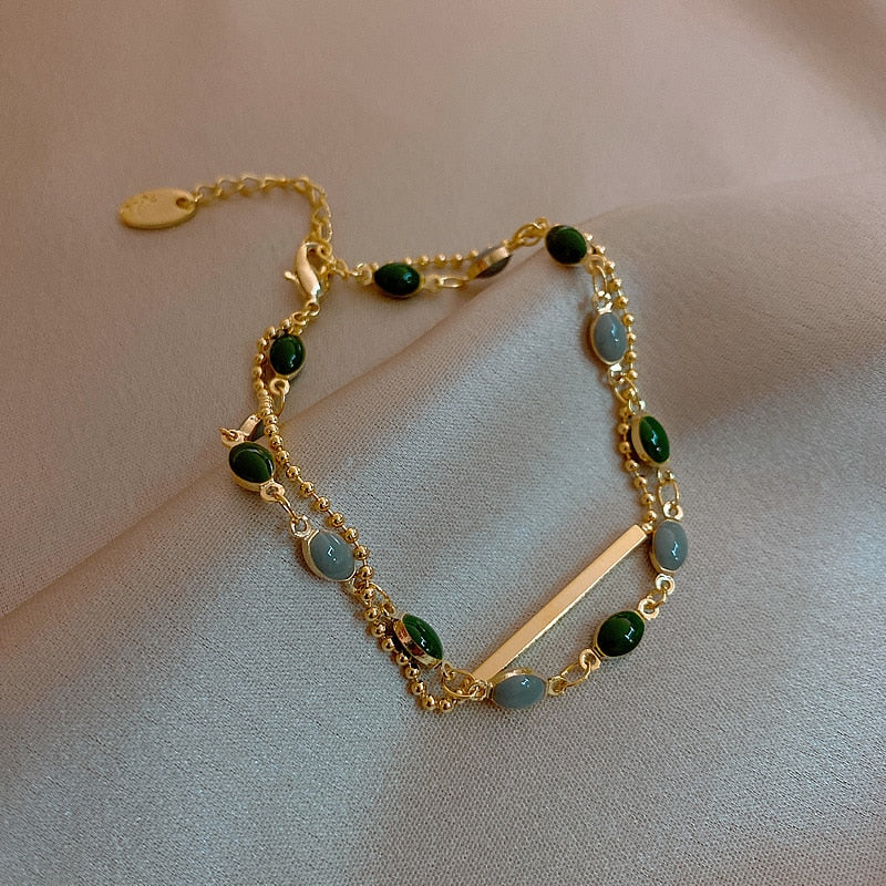 Pulseira Dourada De Brilho Verde De Epoxy