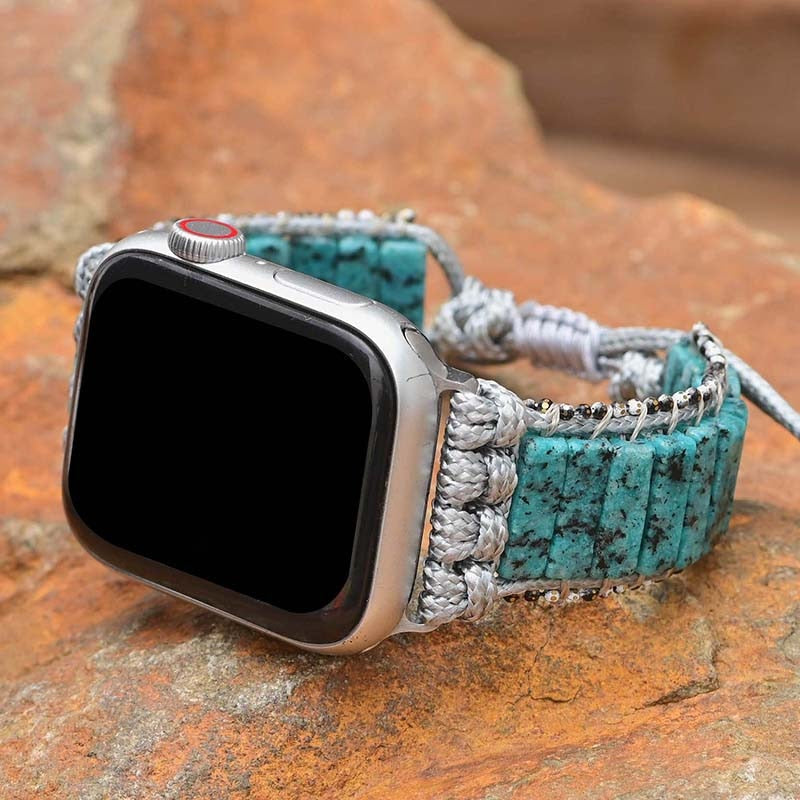 Pulseira Para Relógio Apple De Cobalto Azul Sésamo E Jaspe