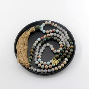 Conjunto Mala "Árvore Da Vida" De Turquesa Africana, Jade E Shoushan