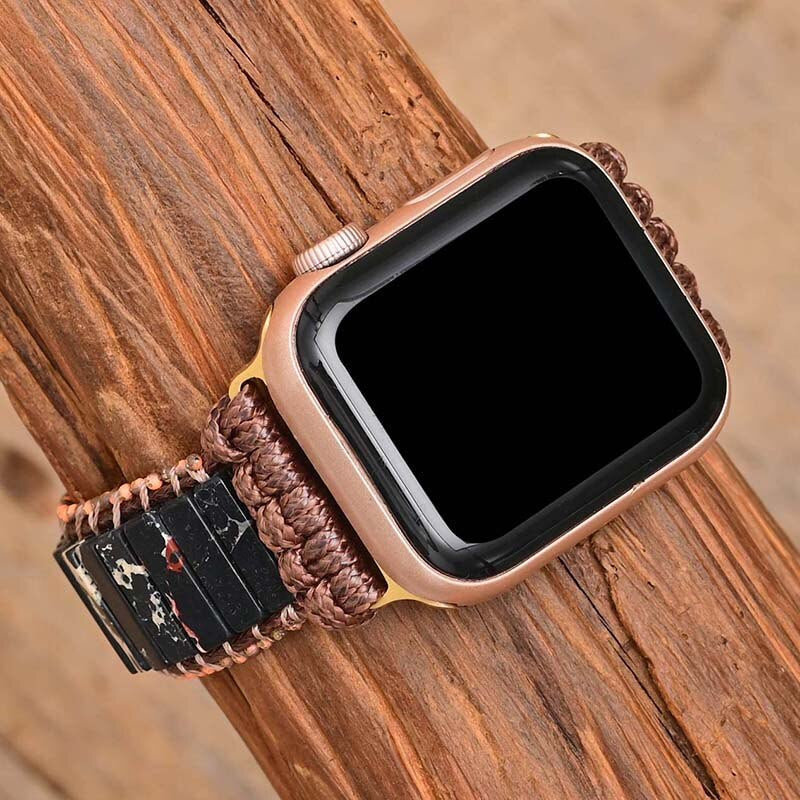 Pulseira Para Relógio Apple Com Classe Ébano De Jaspe Imperial