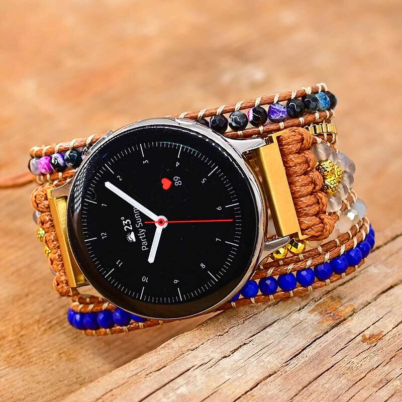 Pulseira Visão Clara De Ágata, Howlita E Hematite Para Relógio Samsung