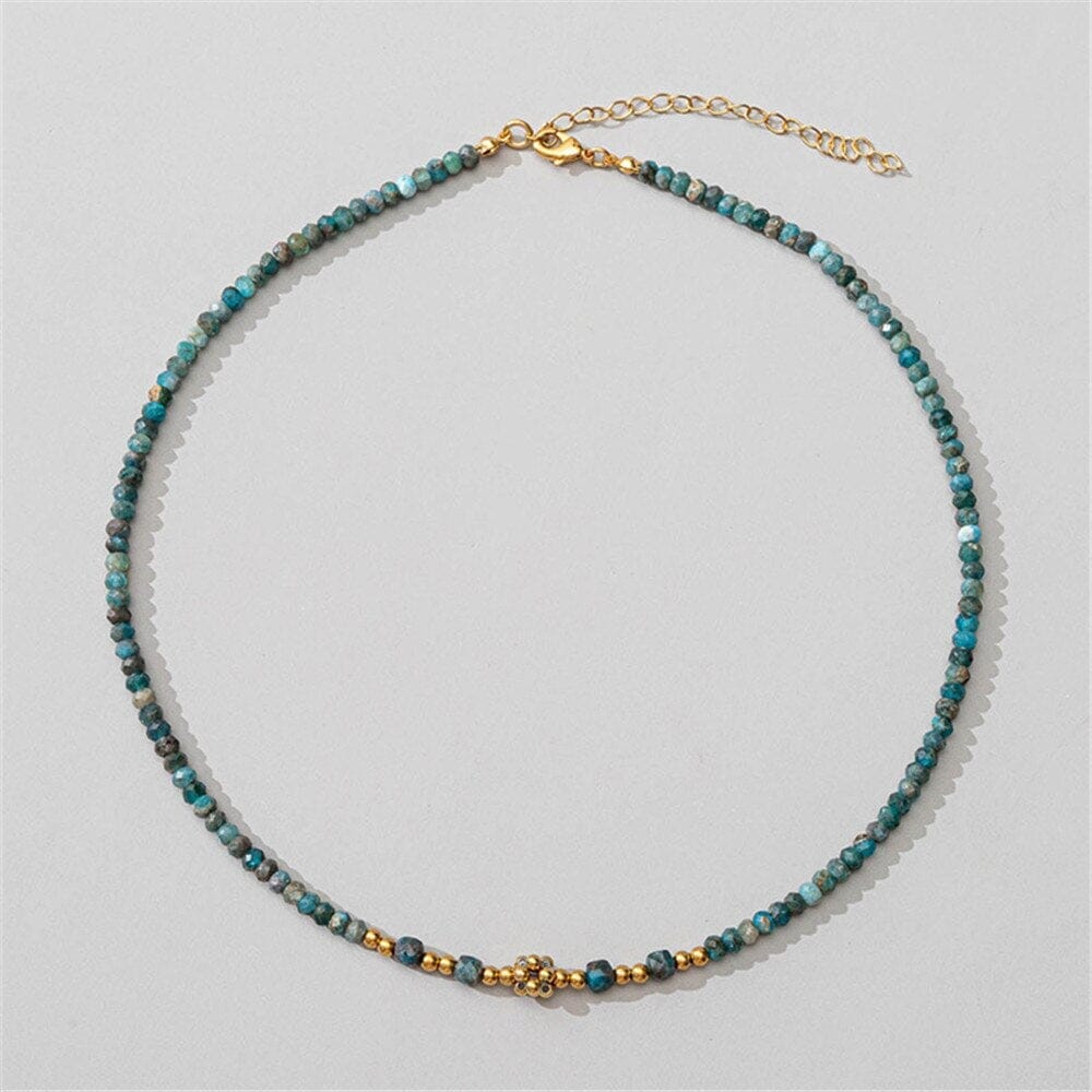 Conjunto Manifestação De Pulseira E Colar De Apatita Azul