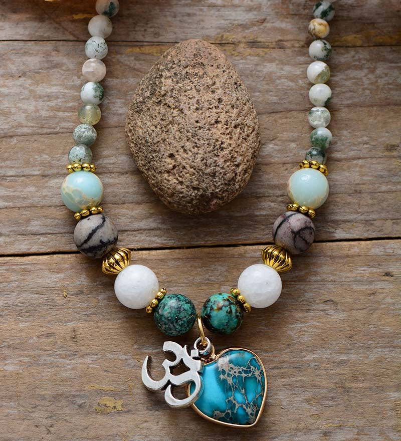 Colar/Bracelete Mala Yoga Zen Com Ágata E Jaspe