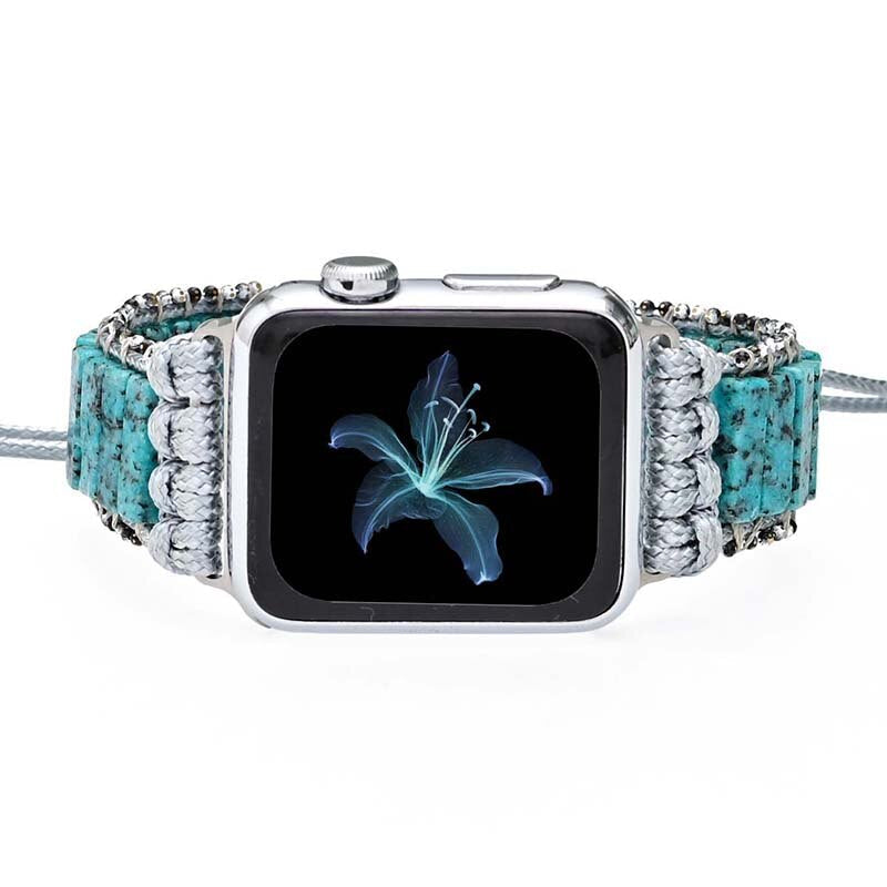 Pulseira Para Relógio Apple De Cobalto Azul Sésamo E Jaspe