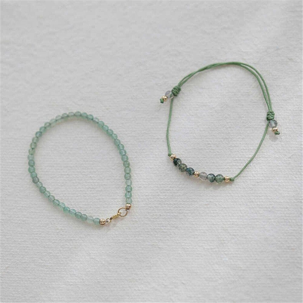 Pulseira Alma Alegra De Ágata Verde E Prehnite