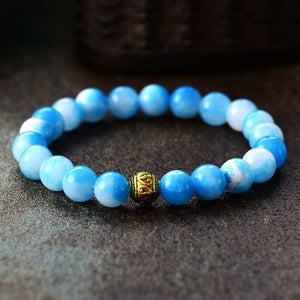 Conjunto Pulseira E Colar Mala Em Jade Azul