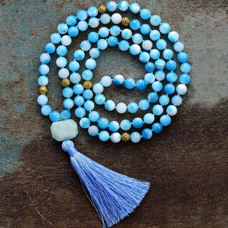 Conjunto Pulseira E Colar Mala Em Jade Azul