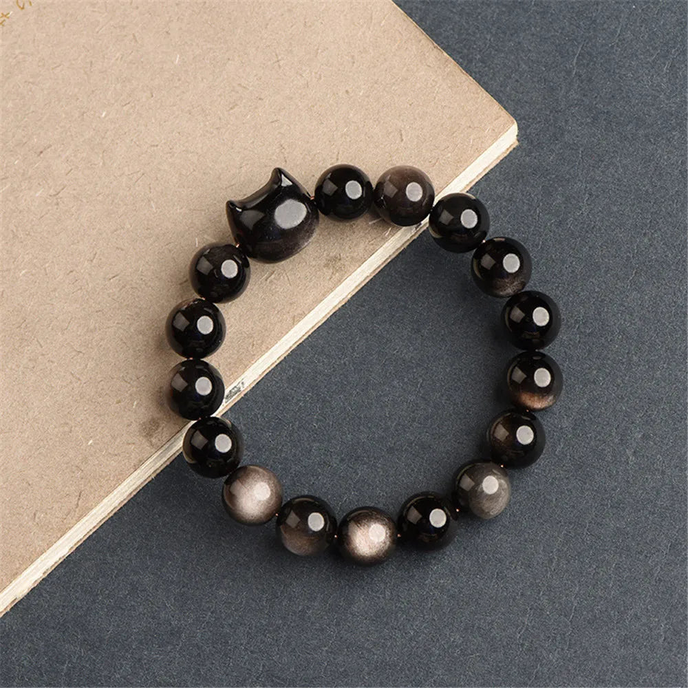 Pulseira Felina Abraço Obsidiana