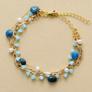 Pulseira Harmonia Serena De Ouro Apatite E Ágata