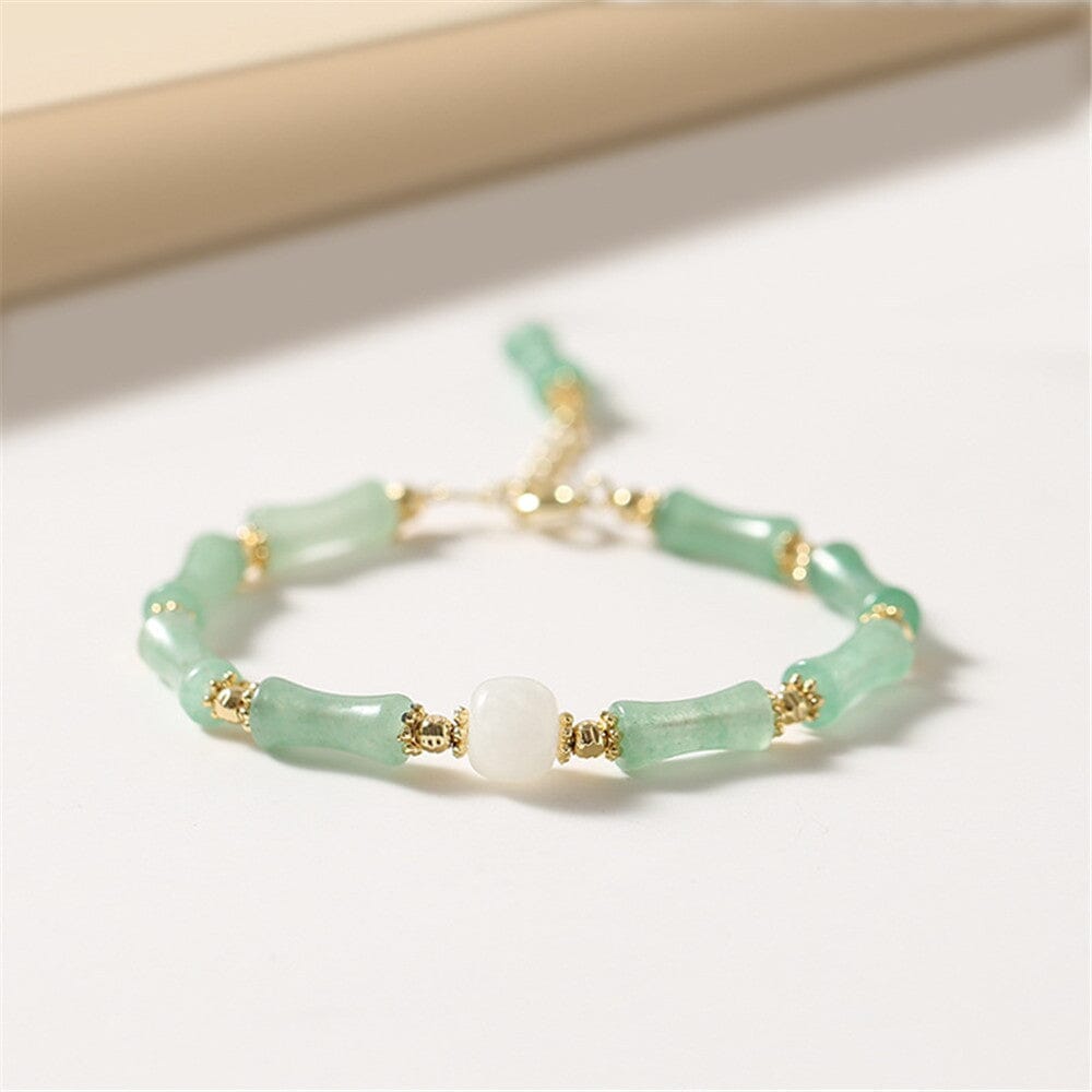 Pulseira De Jade Verde Aura Dourada