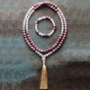 Conjunto Amor Radiante De Mala De Quartzo Rosa E Rodonite