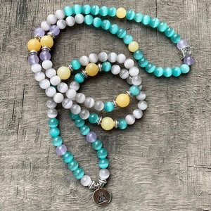 Pulseira Mala Abundância Espiritual De Opala E Jade Amarelo