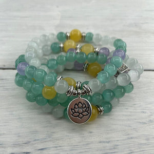 Pulseira Mala Abundância Espiritual De Opala E Jade Amarelo