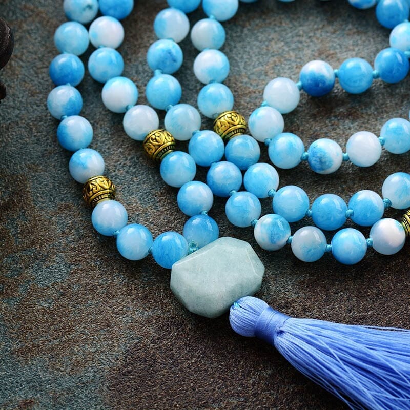 Conjunto Pulseira E Colar Mala Em Jade Azul