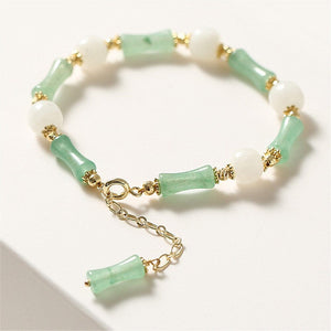 Pulseira De Jade Verde Aura Dourada