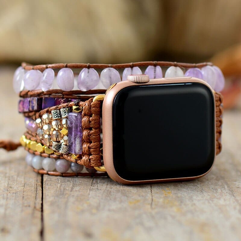 Pulseira Para Relógio Apple De Jade Púrpura Macia E Serena