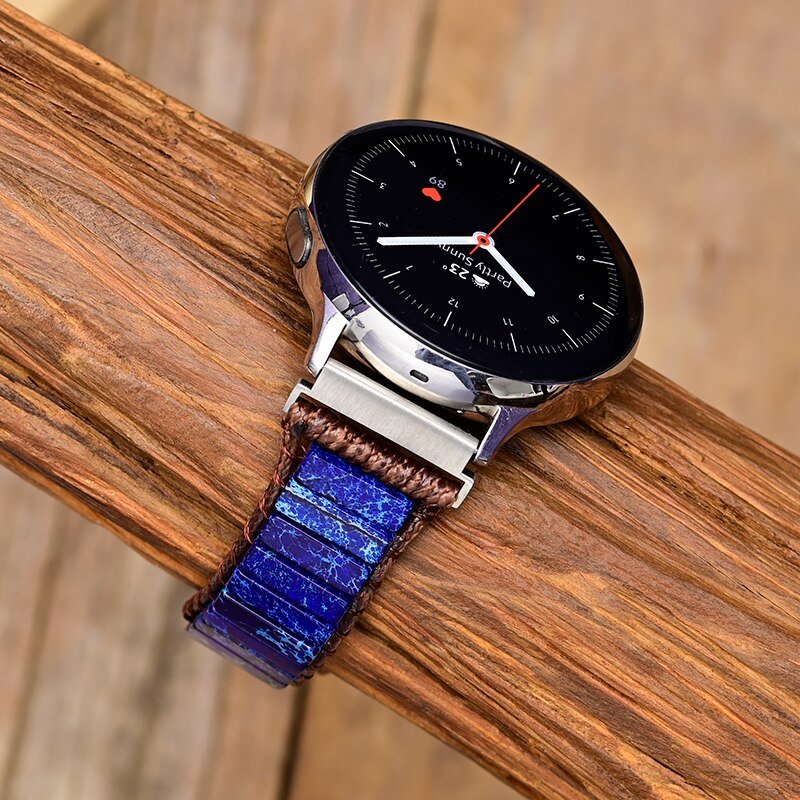 Pulseira Para Relógio Samsung De Jaspe Azul Profundo