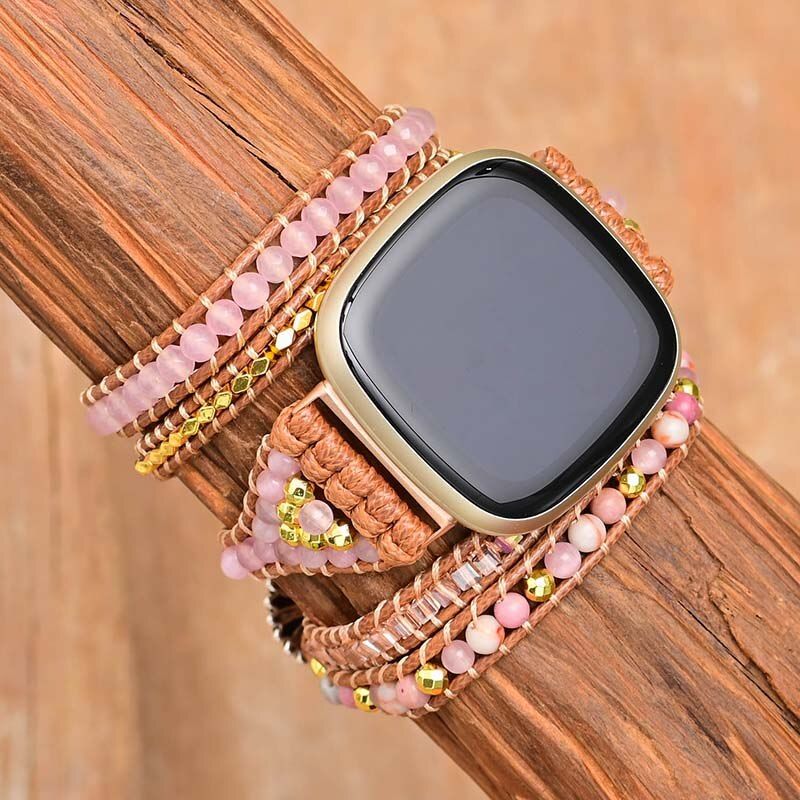 Pulseira Devoção Divina Para Relógio Fitbit De Quartzo Rosa