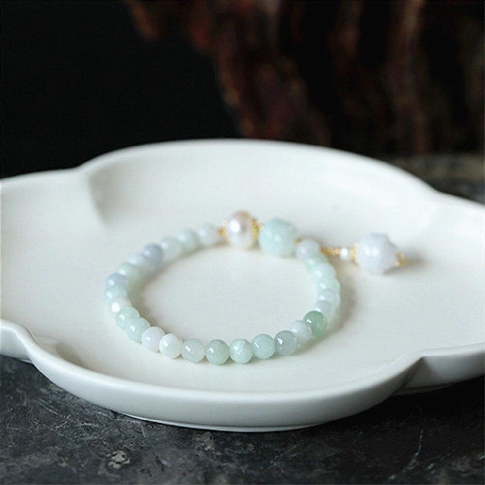 Pulseira De Jade Pastel E Pérolas De Água Doce