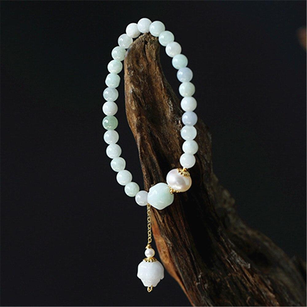 Pulseira De Jade Pastel E Pérolas De Água Doce