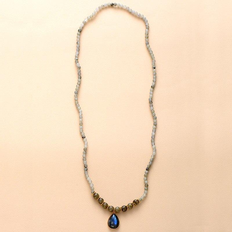 Pulseira E Colar Mala De Labradorite Exquisita Iridescência