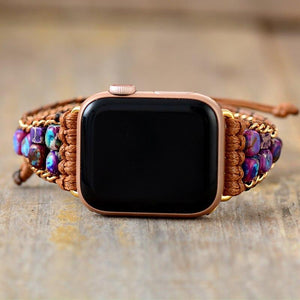 Pulseira De Relógio Apple Estilo Boho De Pedras Preciosas Jaspe