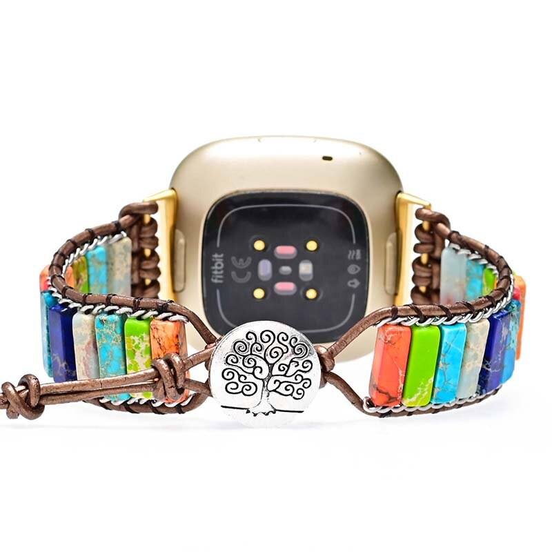 Pulseira Equilíbrio Do Chakra Para Relógio Fitbit Pedra Imperador