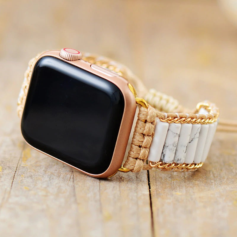 Pulseira De Smartwatch Para Apple Com Jute Jaspe E Howlite