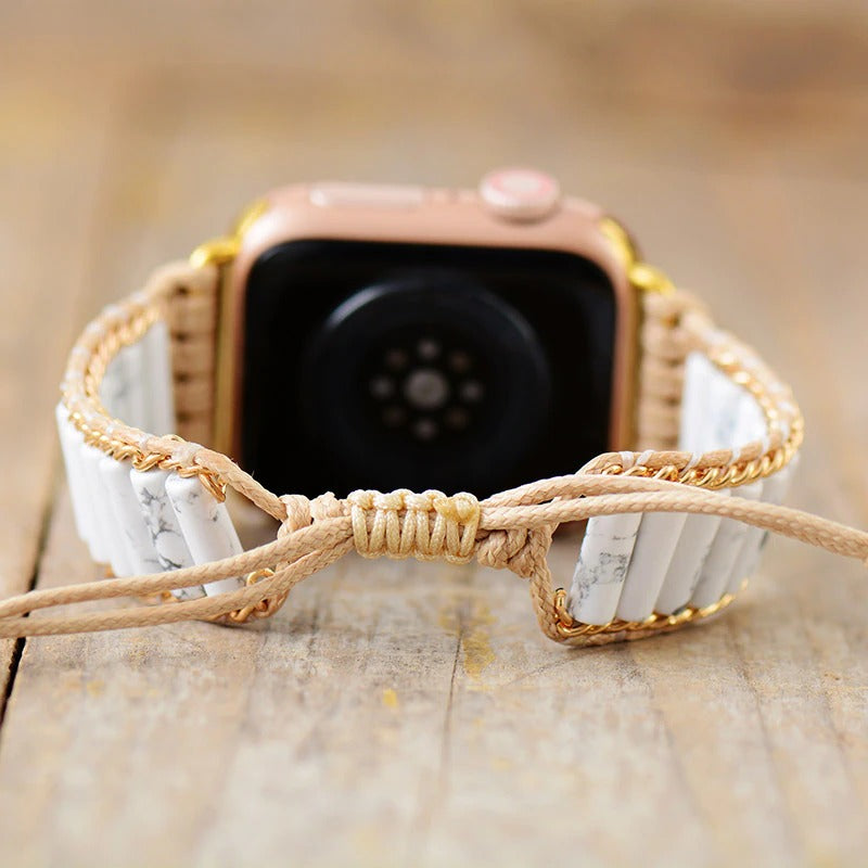 Pulseira De Smartwatch Para Apple Com Jute Jaspe E Howlite