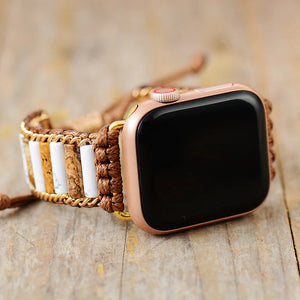 Pulseira De Smartwatch Para Apple Com Jute Jaspe E Howlite