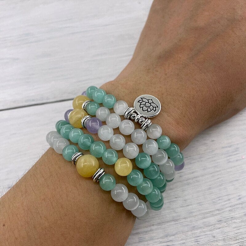 Pulseira Mala Abundância Espiritual De Opala E Jade Amarelo