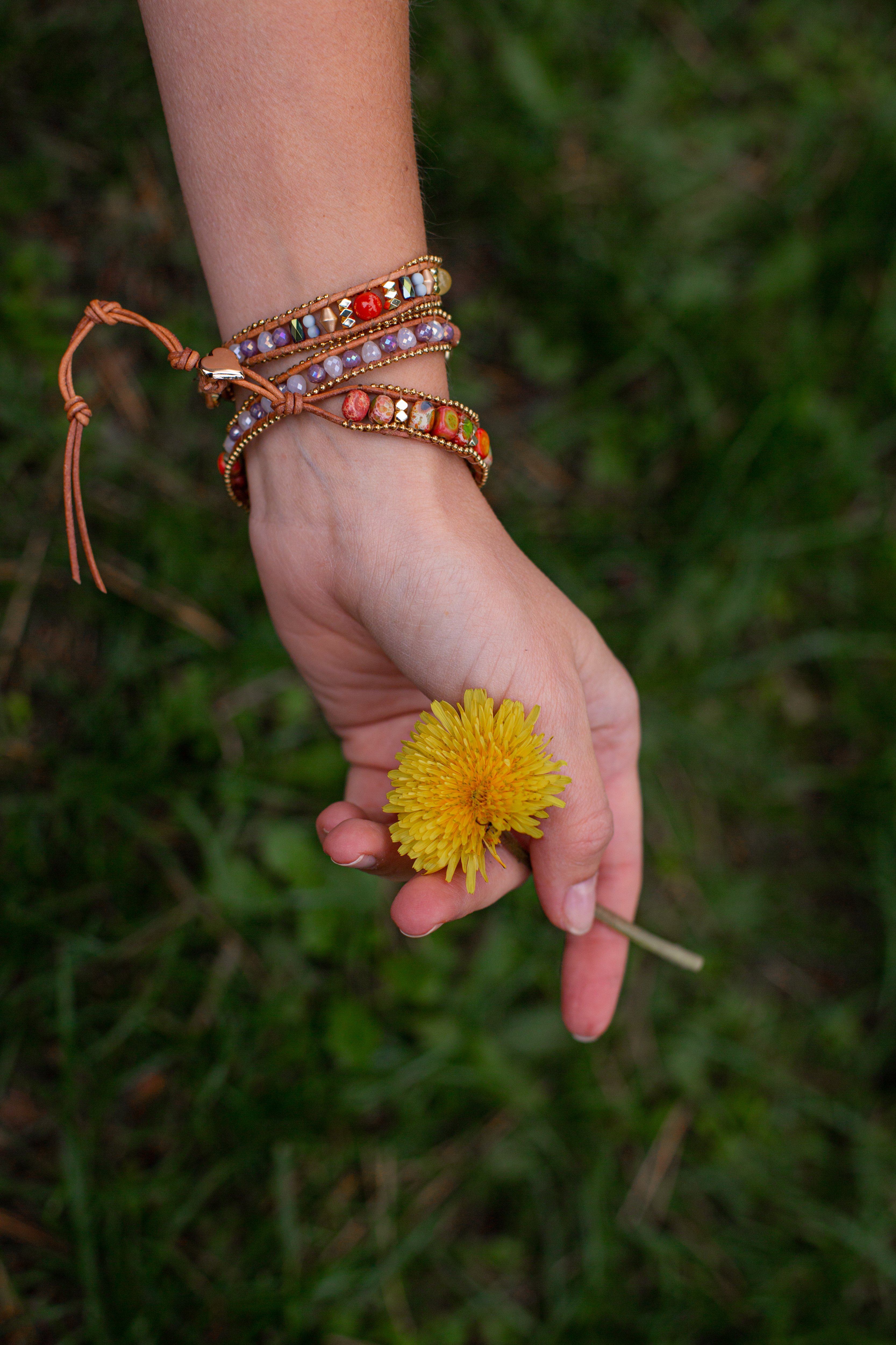 Pulseira “Pôr Do Sol Tropical Quente”  De Opala De Fogo