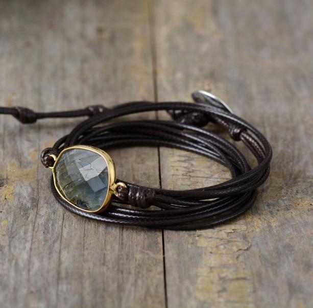 Pulseira Corda Encantamento Boémio De Labradorite