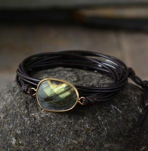 Pulseira Corda Encantamento Boémio De Labradorite