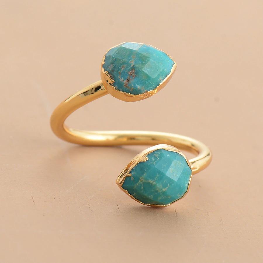 Anel Turquesa De Luxo Twist Feminino