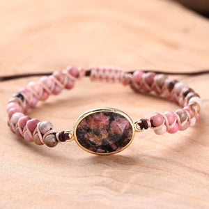 Pulseira Divino Feminino Trançada Cor-De-Rosa