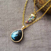 Colar De Ouro Com Camadas Amuleto De Poder De Labradorite E Rodonite