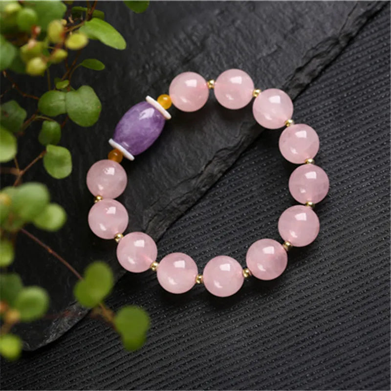 Pulseira Essência Divina Quartzo Rosa e Ametista